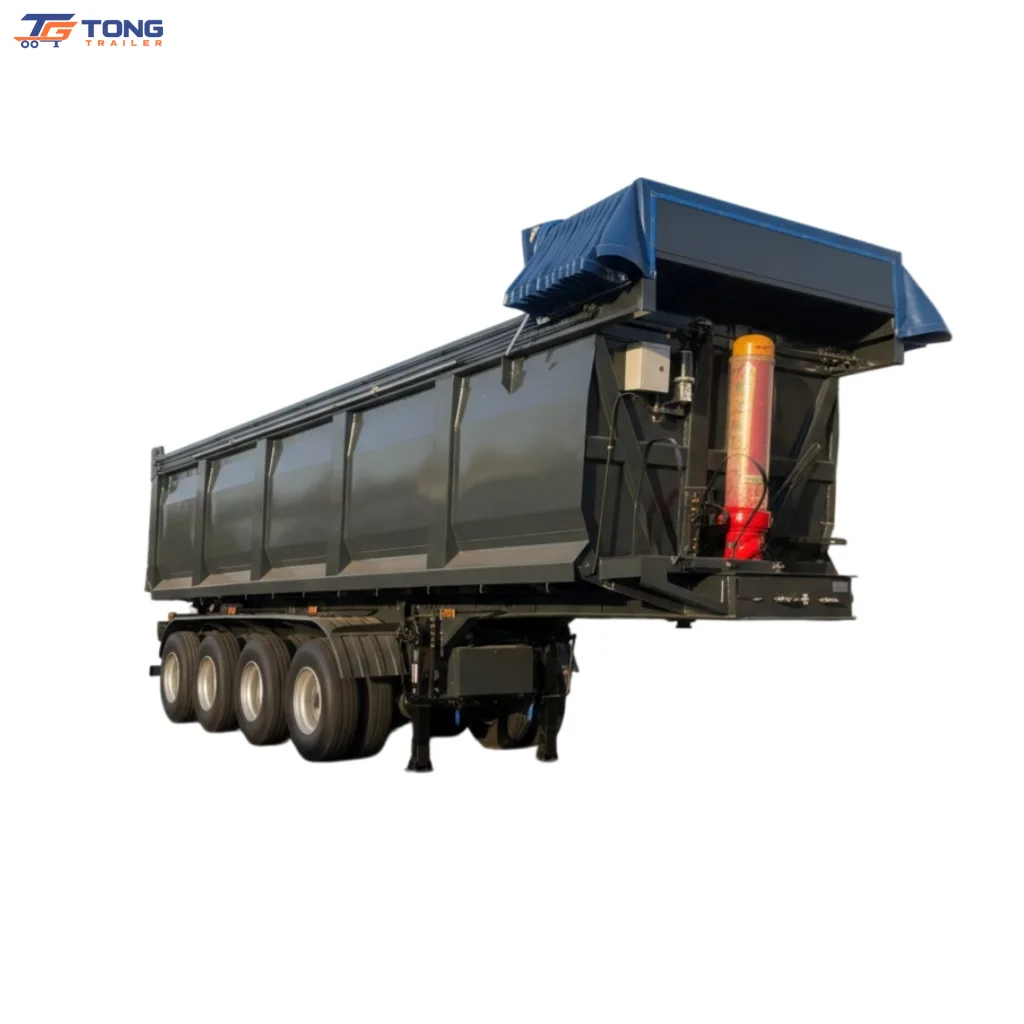 Rear Dump Semi Trailer 4 Axle 80Ton Sand Gravel Hauler gallery 1
