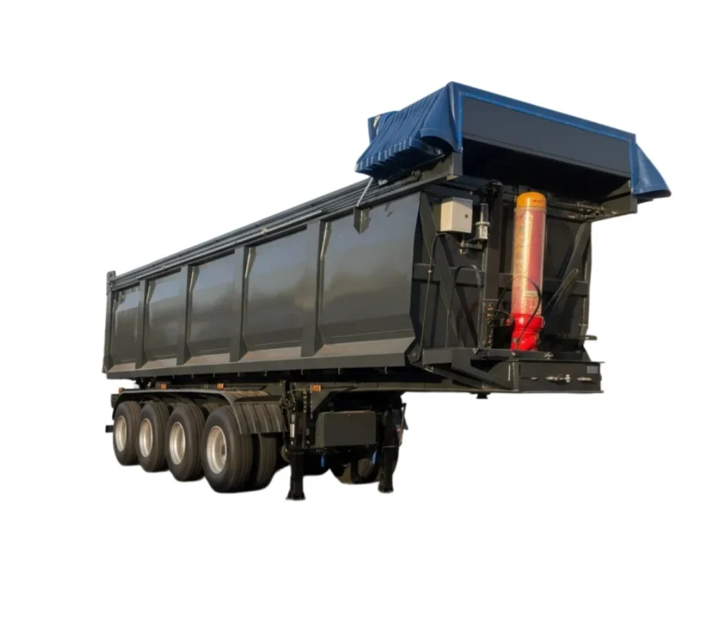 Rear Dump Semi Trailer 4 Axle 80Ton Sand Gravel Hauler